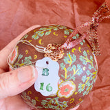 Ball Ornament Brown Cream Floral Clusters (1/2)