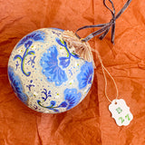 Ball Ornament Silver Blue & White Large Floral Fans (1/1)
