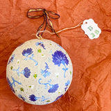 Ball Ornament Silver Blue & White Floral Fans (1/1)