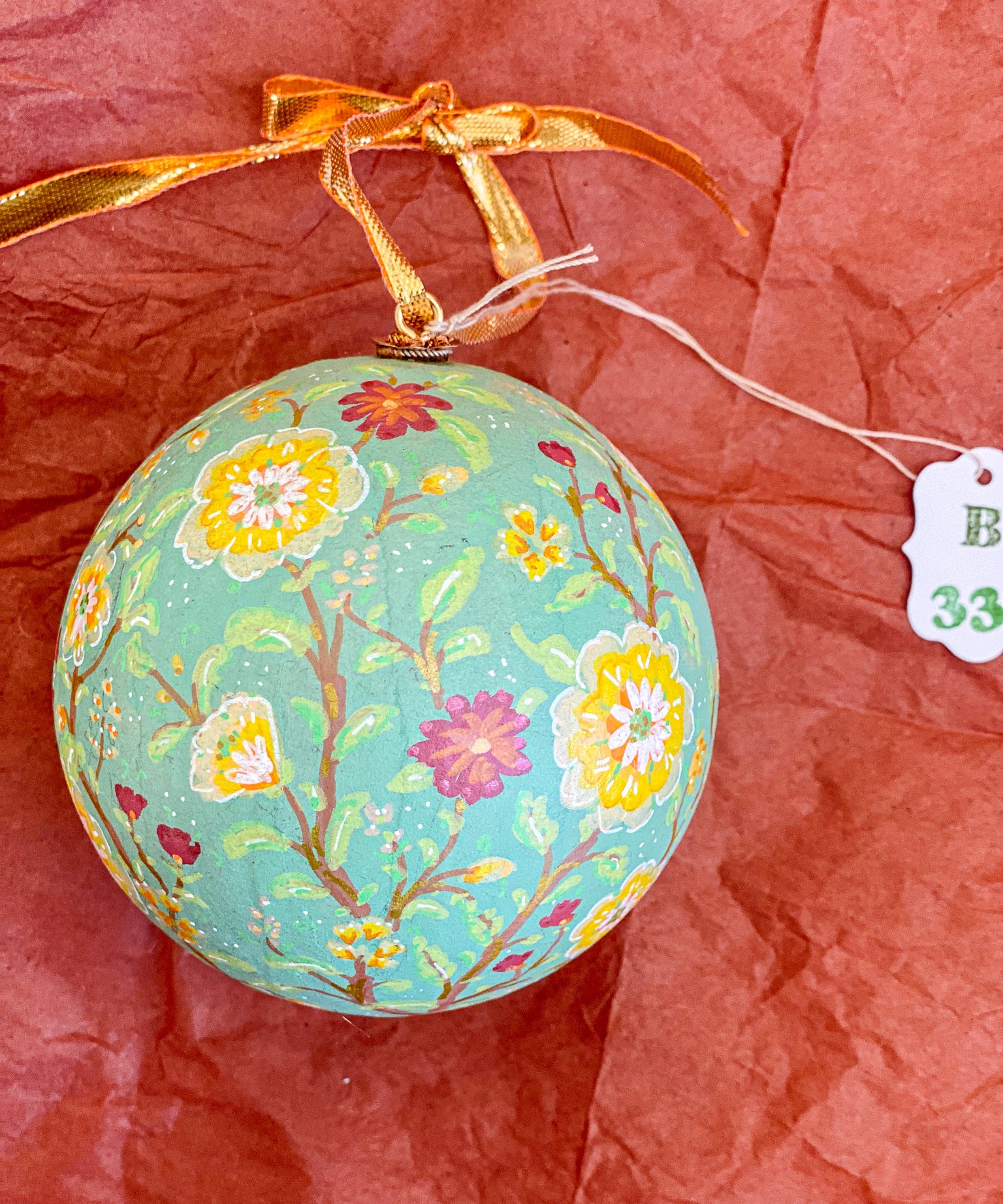 Ball Ornament Blue Green Chinoiserie (1/2)