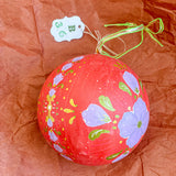 Ball Ornament Red Purple Folk Floral (1/2)