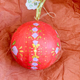 Ball Ornament Red Purple Folk Floral (1/2)
