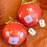 Ball Ornament Red Purple Folk Floral (1/2)