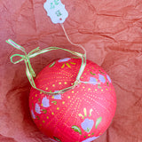 Ball Ornament Red Purple Folk Floral (1/2)
