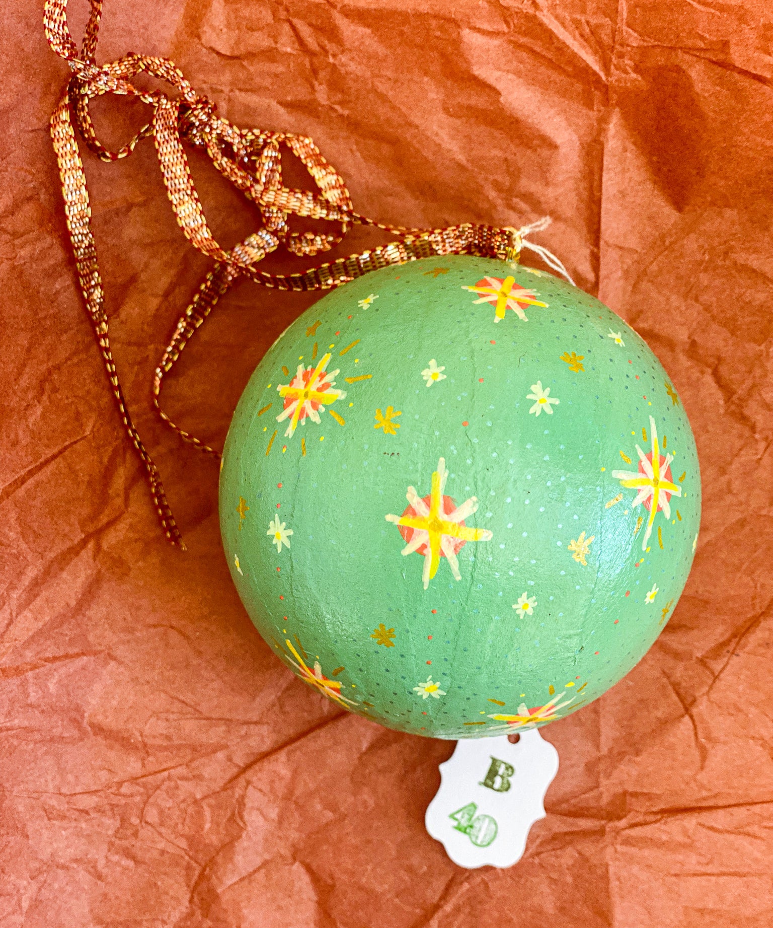 Ball Ornament Green Stars (1/2)