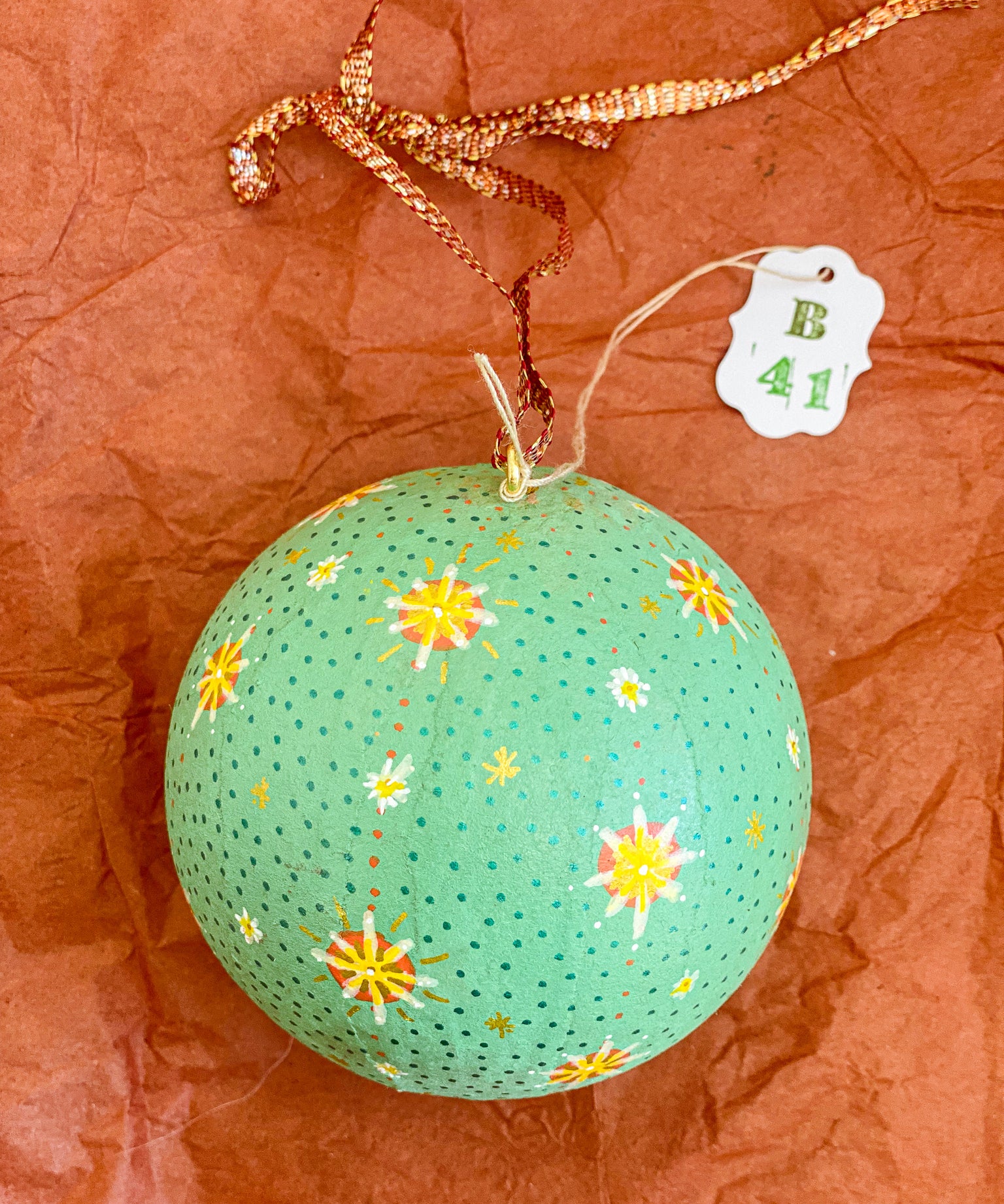 Ball Ornament Green Stars (1/2)