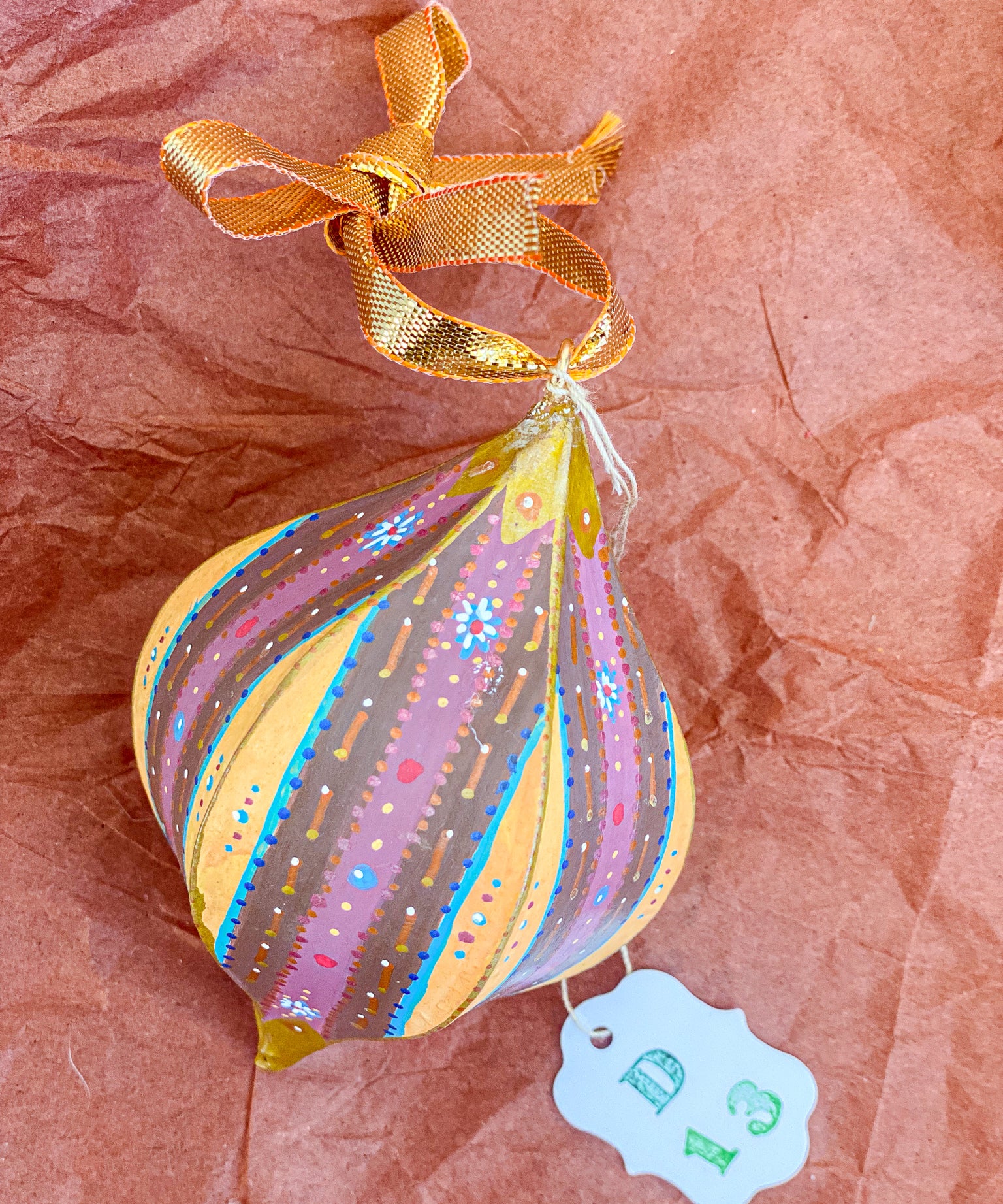 Droplet Ornament Yellow Purple Stripes (1/2)