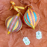 Droplet Ornament Yellow Purple Stripes (1/2)