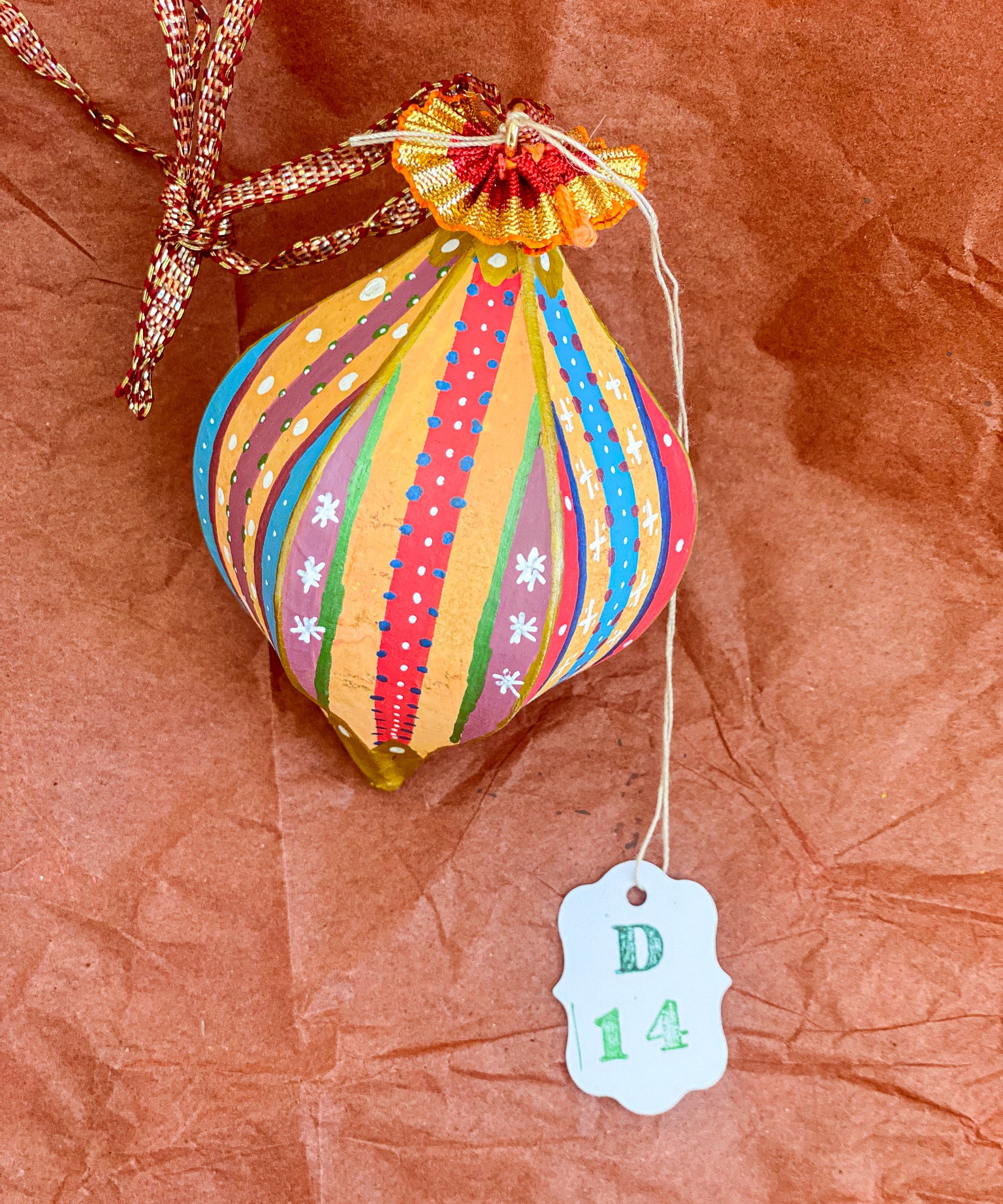 Droplet Ornament Yellow Purple Stripes (1/2)