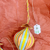 Droplet Ornament Red with Blue/Green/Pink Stripes (1/2)