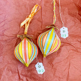 Droplet Ornament Red with Blue/Green/Pink Stripes (1/2)