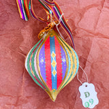 Droplet Ornament Green/Red/Yellow Multi Stripes (1/2)