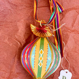 Droplet Ornament Green/Red/Yellow Multi Stripes (1/2)