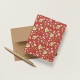 Floral Flutter (cerise) A2 Greeting Card