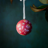 Ball Ornament Red Rosie Sprig Floral (1/1)