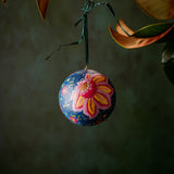 Ball Ornament Blue Jumbo Floral (1/2)