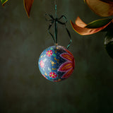Ball Ornament Blue Jumbo Floral (1/2)