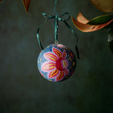 Ball Ornament Blue Jumbo Floral (1/2)