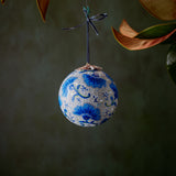 Ball Ornament Silver Blue & White Large Floral Fans (1/1)