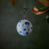 Ball Ornament Silver Blue & White Floral Fans (1/1)
