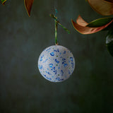 Ball Ornament Silver Blue & White Ditsy Floral A (1/1)