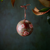Ball Ornament Brown Cream Floral Clusters (1/2)