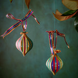 Droplet Ornament Green/Red/Yellow Multi Stripes (1/2)